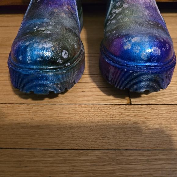 HANDCRAFTED Upcycled Chelsea Boots HANDPAINTED Leather Ankle Booties Size 9M - Picture 6 of 17